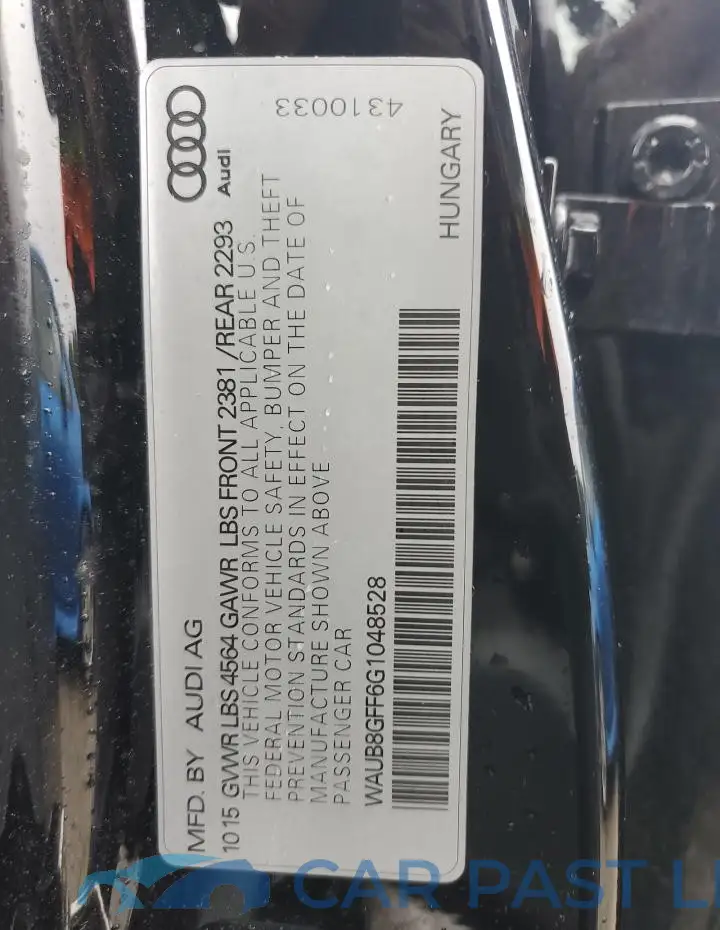 WAUB8GFF6G1048528# 12
