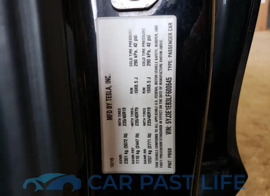 5YJ3E1EB3LF600645# 12