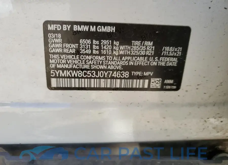 5YMKW8C53J0Y74638# 13