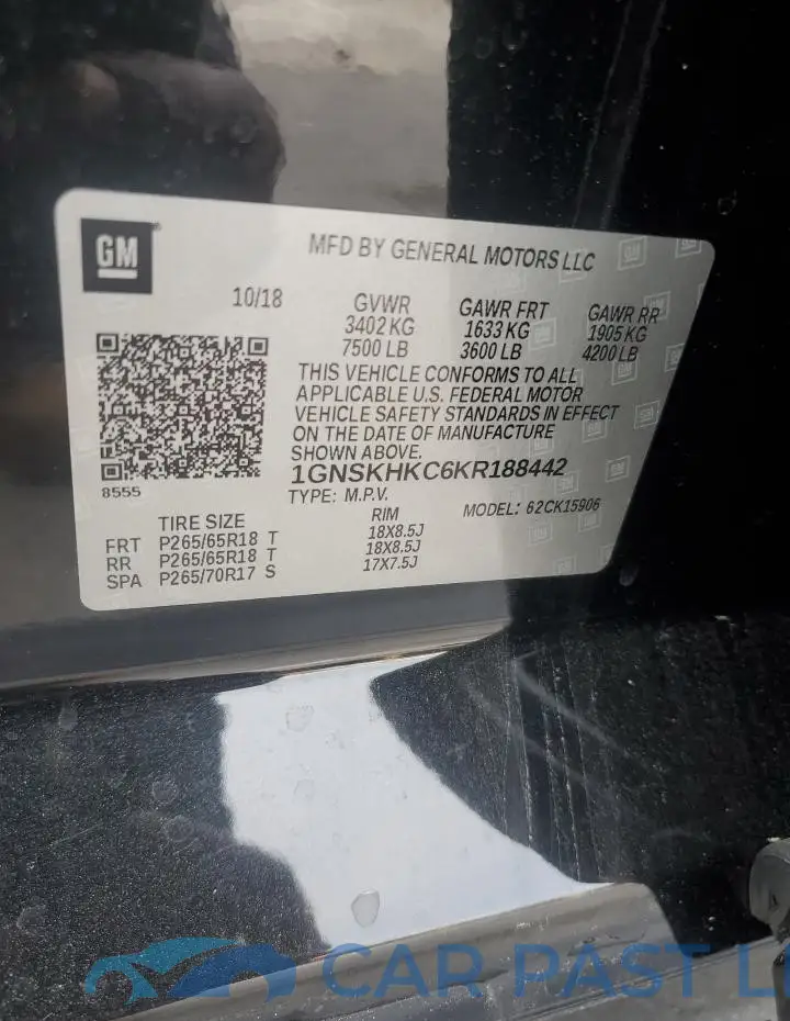 1GNSKHKC6KR188442# 13