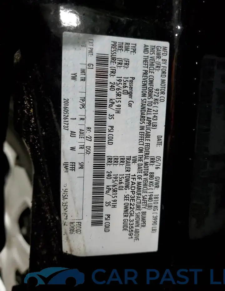 1FADP3E22GL335591# 12