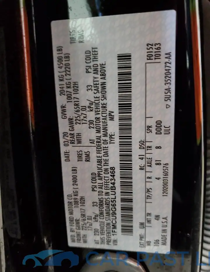 1FMCU9G65LUB43468# 13