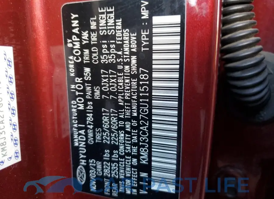 KM8J3CA27GU115187# 12