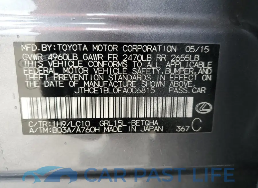JTHCE1BL0FA006815# 13