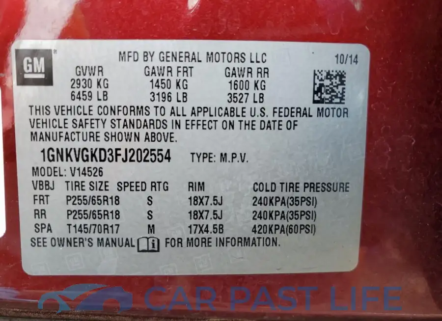 1GNKVGKD3FJ202554# 13