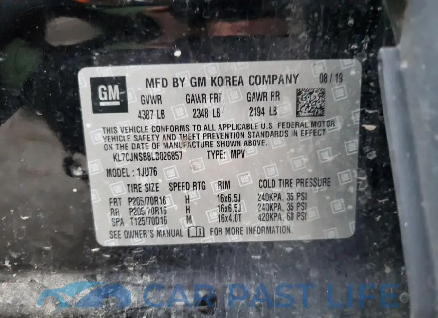 KL7CJNSB8LB026857# 12