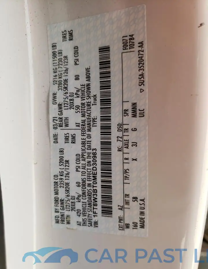 1FT8W3BT0MED30983# 12