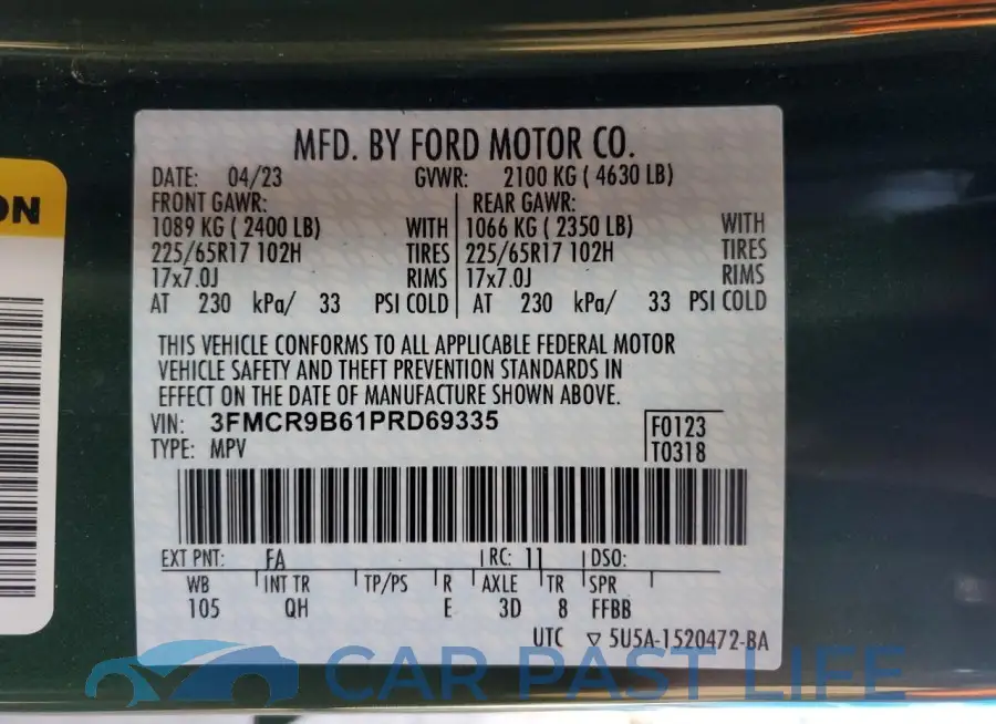 3FMCR9B61PRD69335# 12