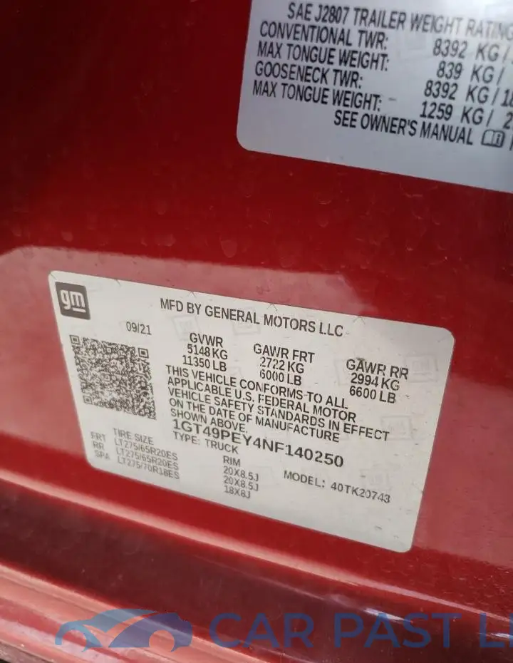 1GT49PEY4NF140250# 12