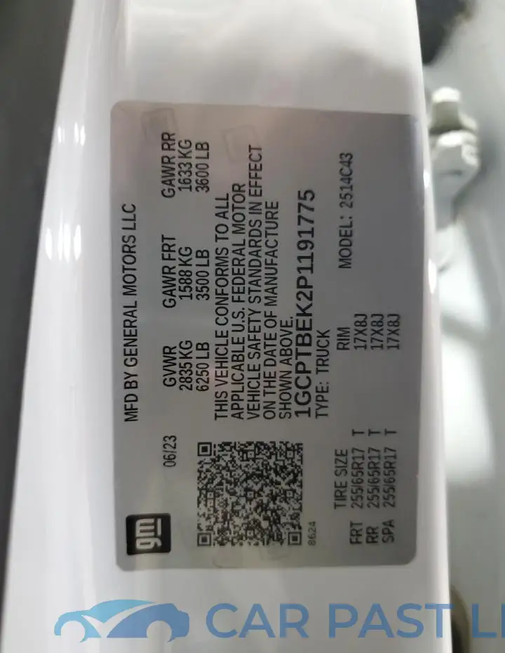 1GCPTBEK2P1191775# 12