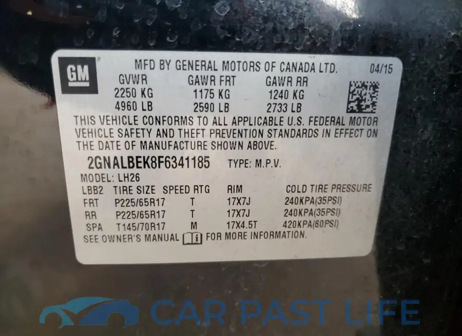 2GNALBEK8F6341185# 12