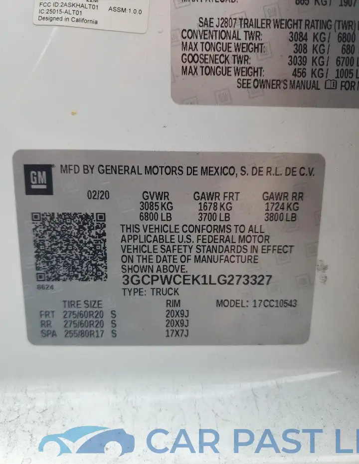 3GCPWCEK1LG273327# 12