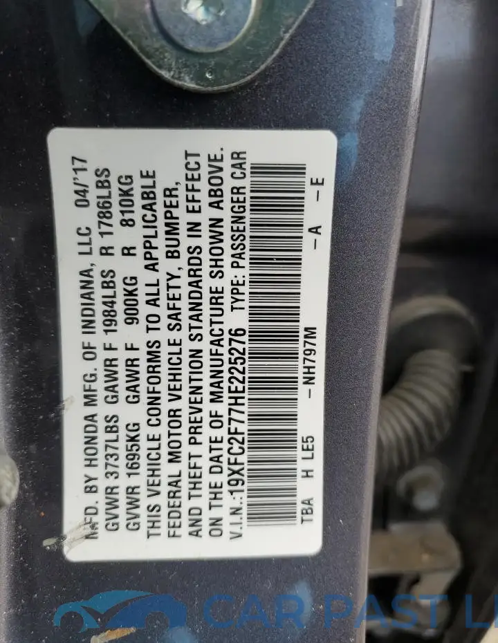 19XFC2F77HE225276# 12