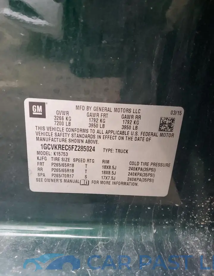 1GCVKREC6FZ285024# 12