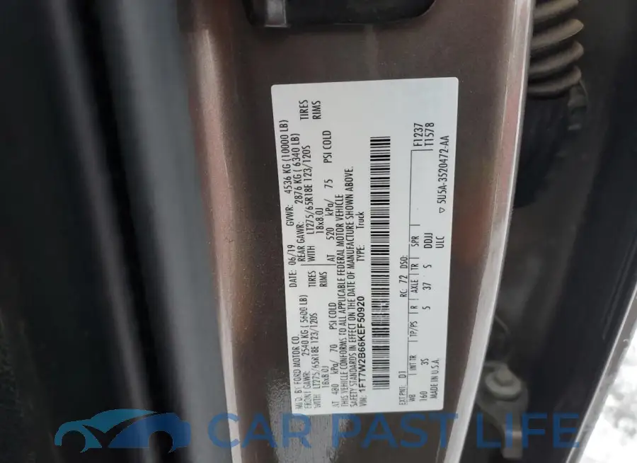 1FT7W2B66KEF50920# 12