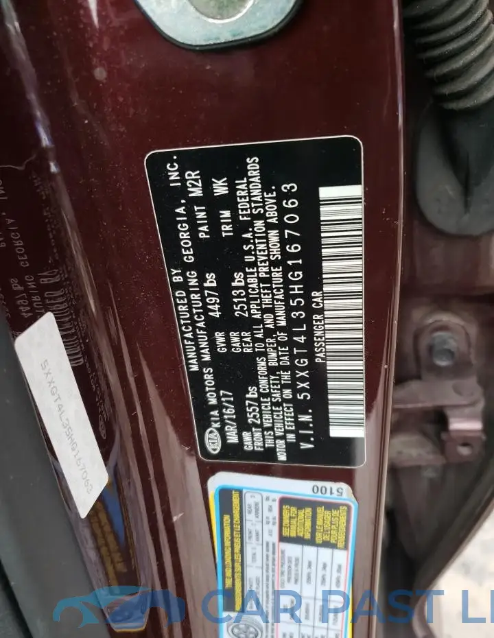 5XXGT4L35HG167063# 12