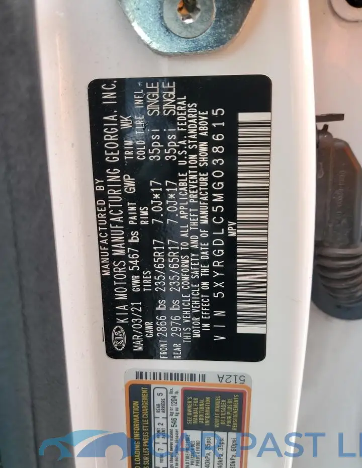 5XYRGDLC5MG038615# 13