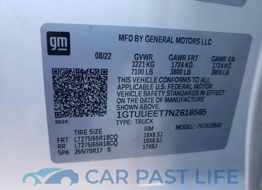 1GTUUEET7NZ618585# 13