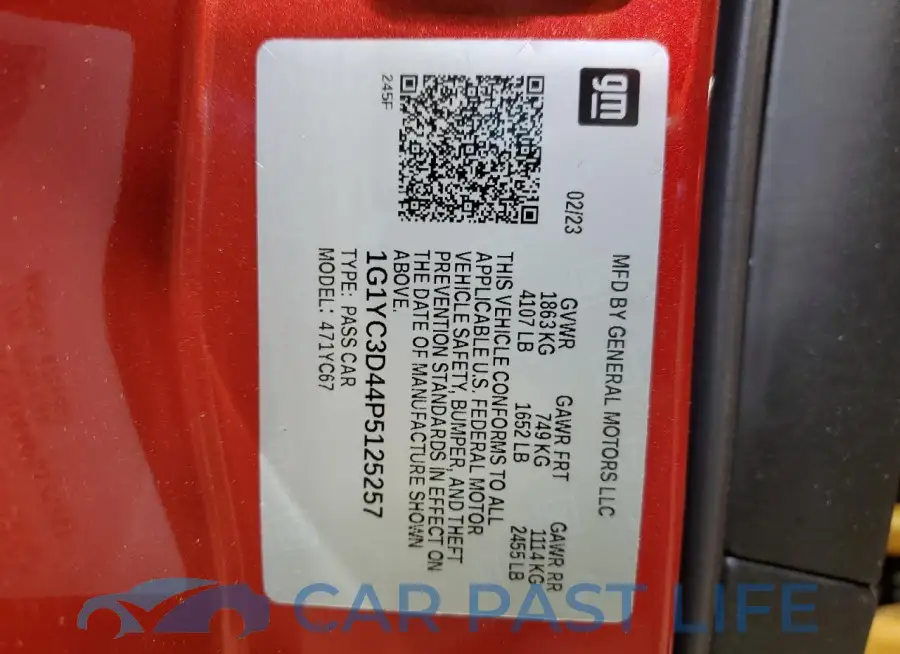 1G1YC3D44P5125257# 12