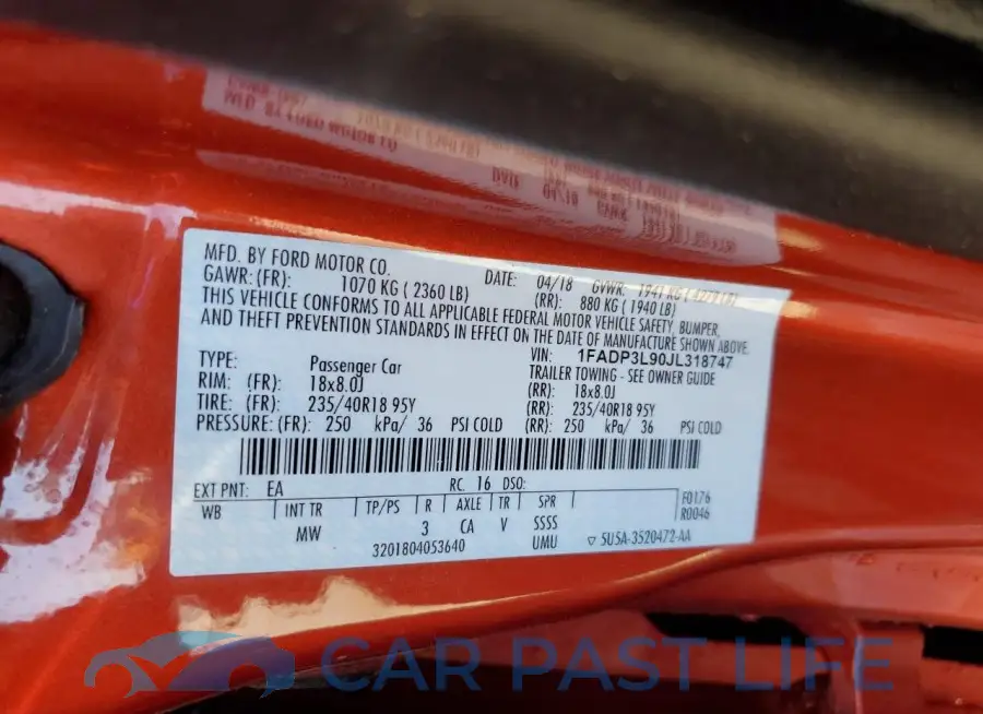 1FADP3L90JL318747# 12