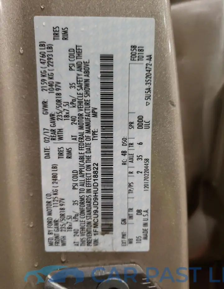 1FMCU9JD9HUD18822# 13