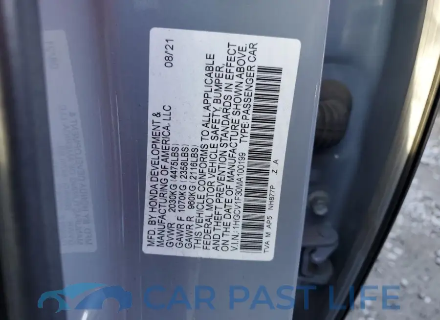 1HGCV1F30MA100199# 12