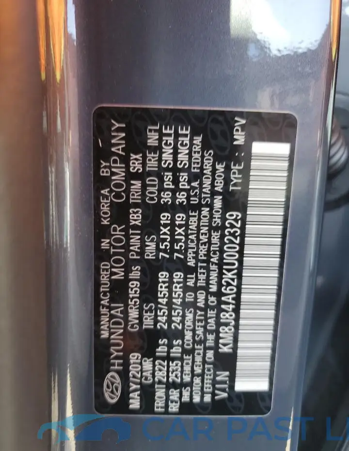 KM8J84A62KU002329# 13