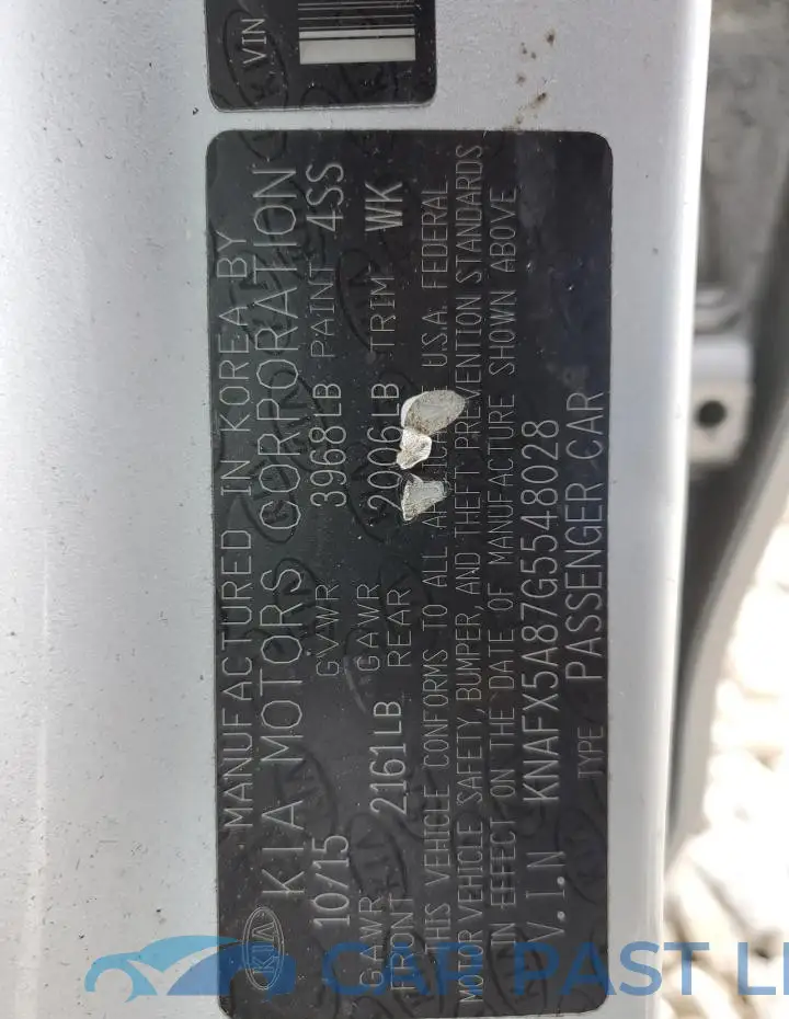 KNAFX5A87G5548028# 12