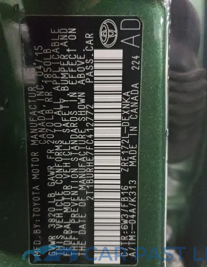2T1BURHE7FC412772# 12