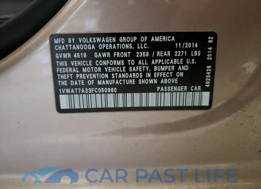 1VWAT7A33FC050960# 12