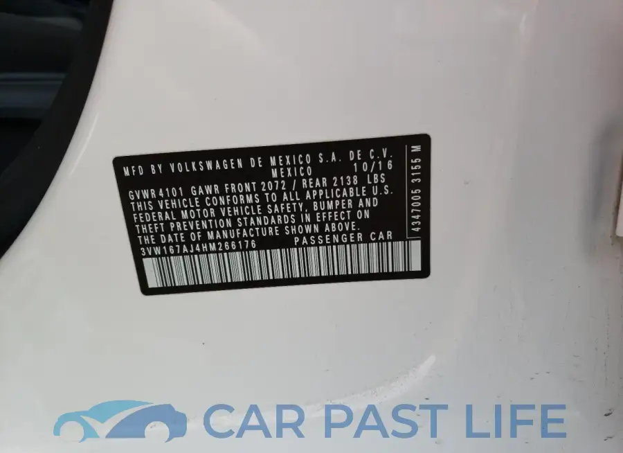 3VW167AJ4HM266176# 12
