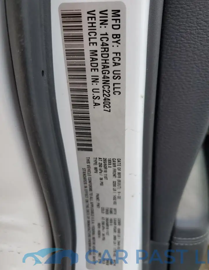 1C4RDHAG4NC224027# 14