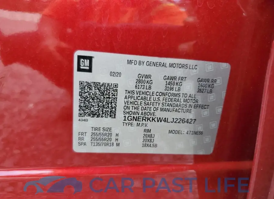 1GNERKKW4LJ226427# 14
