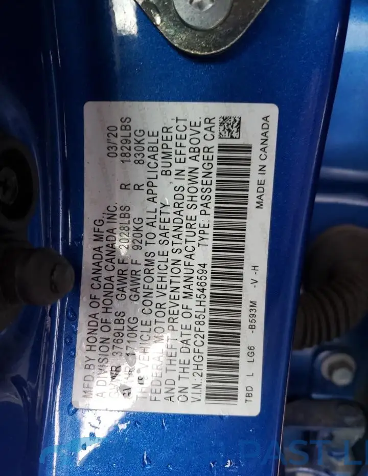2HGFC2F85LH546594# 12
