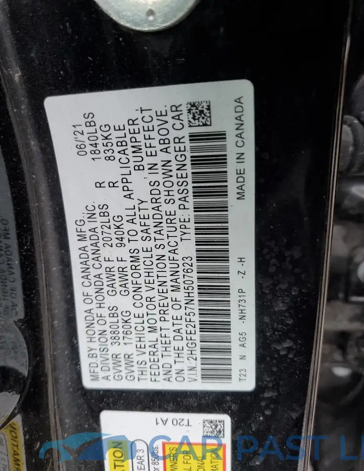 2HGFE2F57NH507623# 12