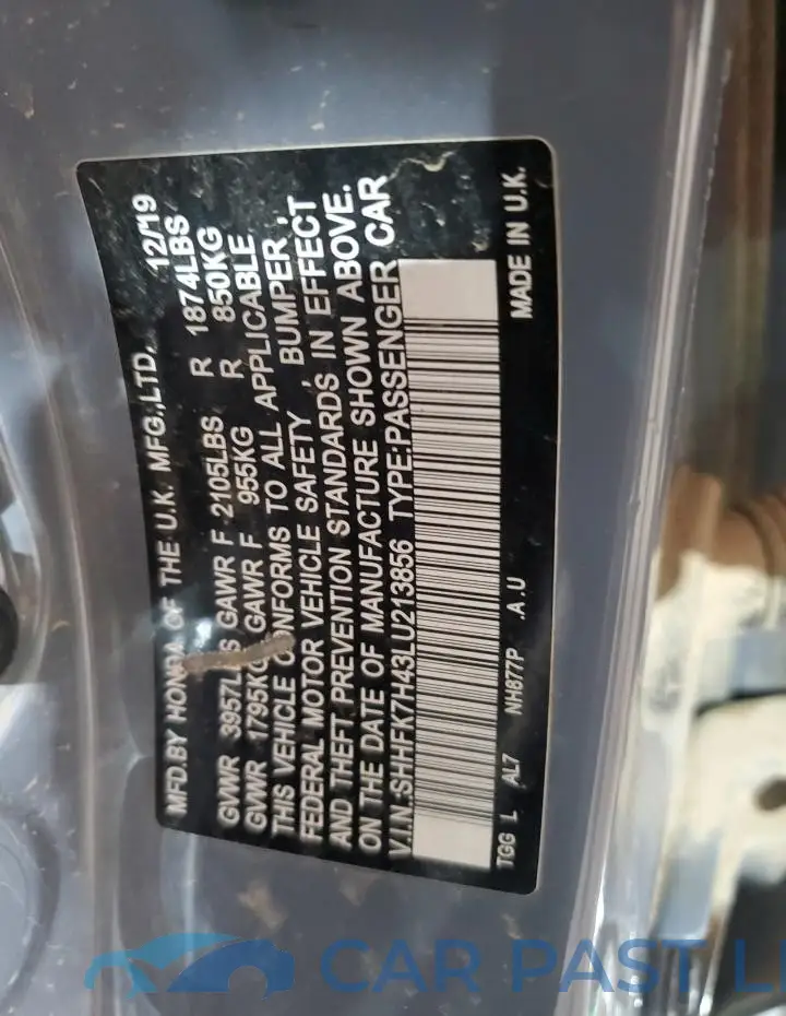 SHHFK7H43LU213856# 12
