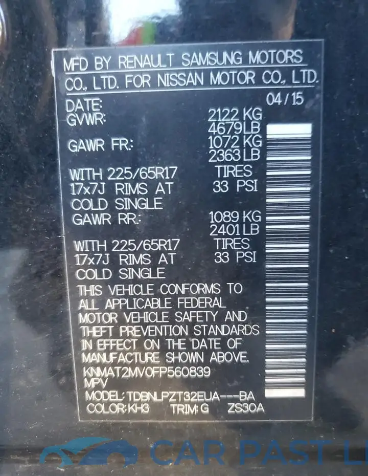 KNMAT2MV0FP560839# 13