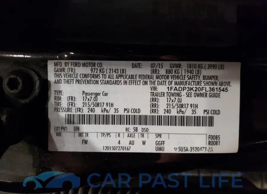 1FADP3K20FL361545# 12