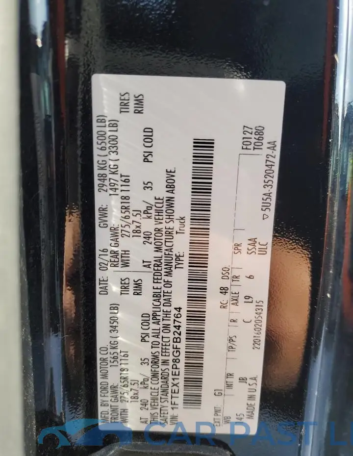 1FTEX1EP8GFB24764# 12