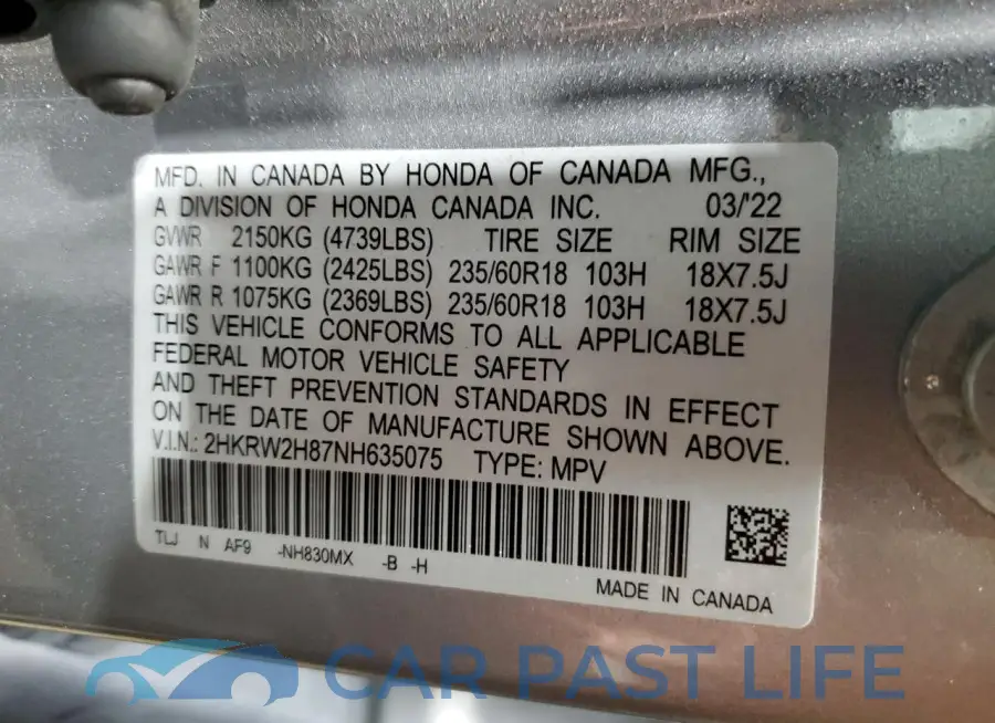 2HKRW2H87NH635075# 12