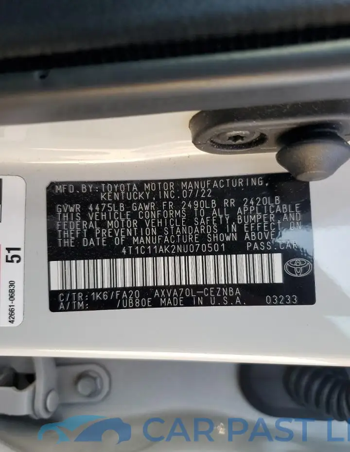 4T1C11AK2NU070501# 12