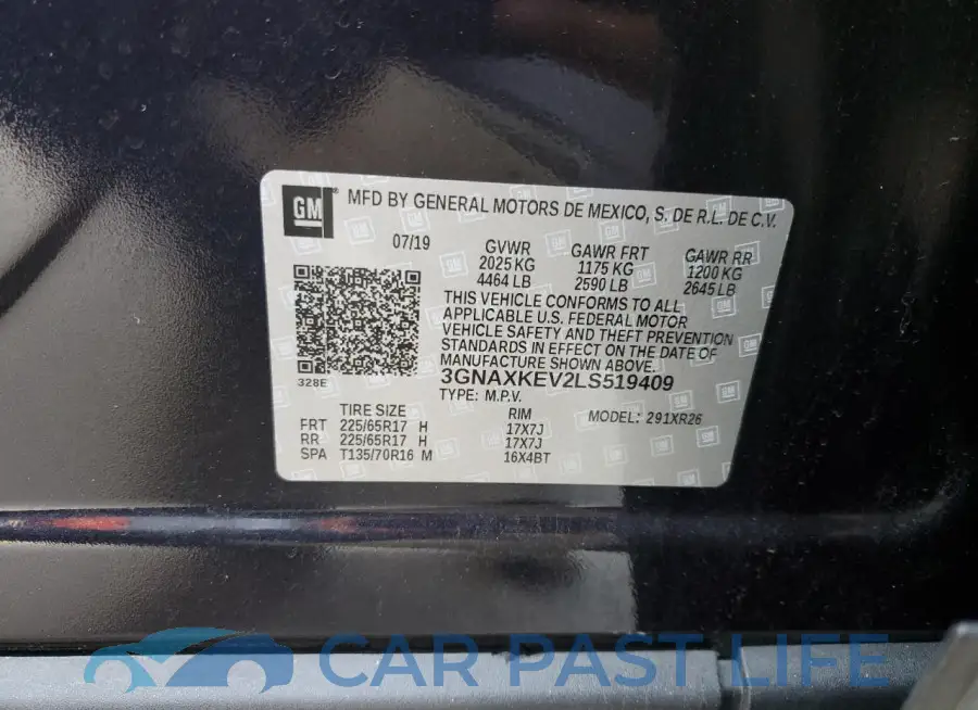 3GNAXKEV2LS519409# 13