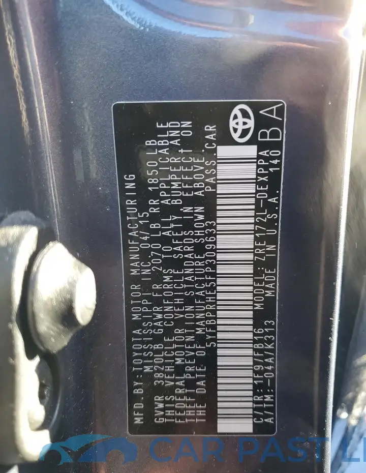 5YFBPRHE5FP309633# 13