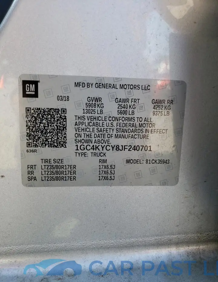 1GC4KYCY8JF240701# 12