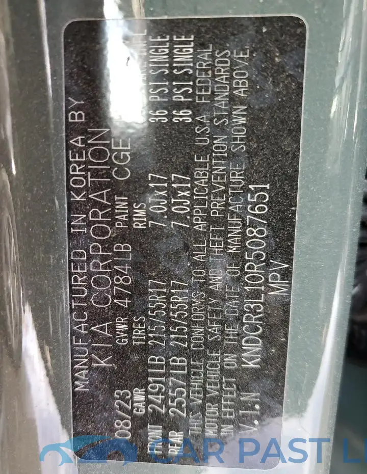 KNDCR3L10R5087651# 12