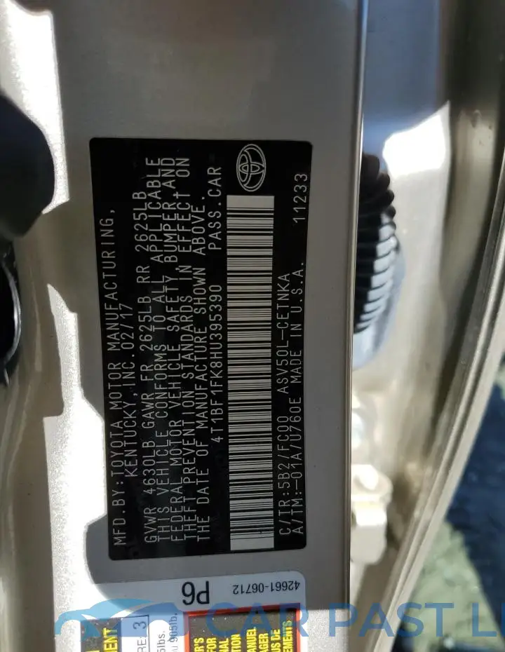 4T1BF1FK8HU395390# 12