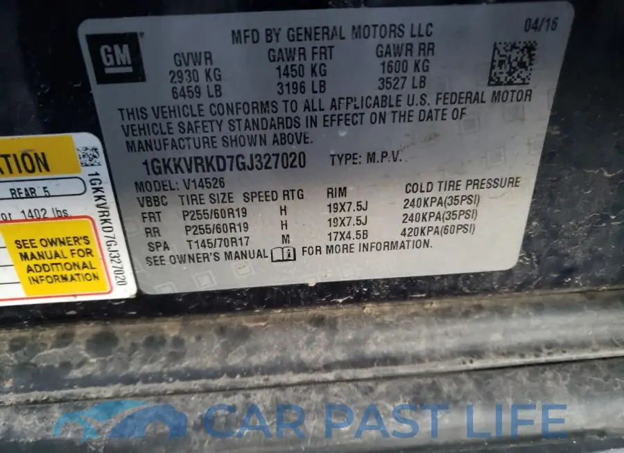 1GKKVRKD7GJ327020# 13