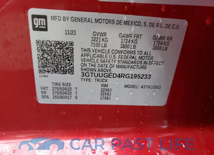 3GTUUGED4RG195233# 12