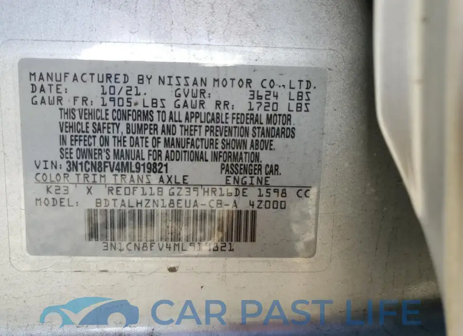 3N1CN8FV4ML919821# 12