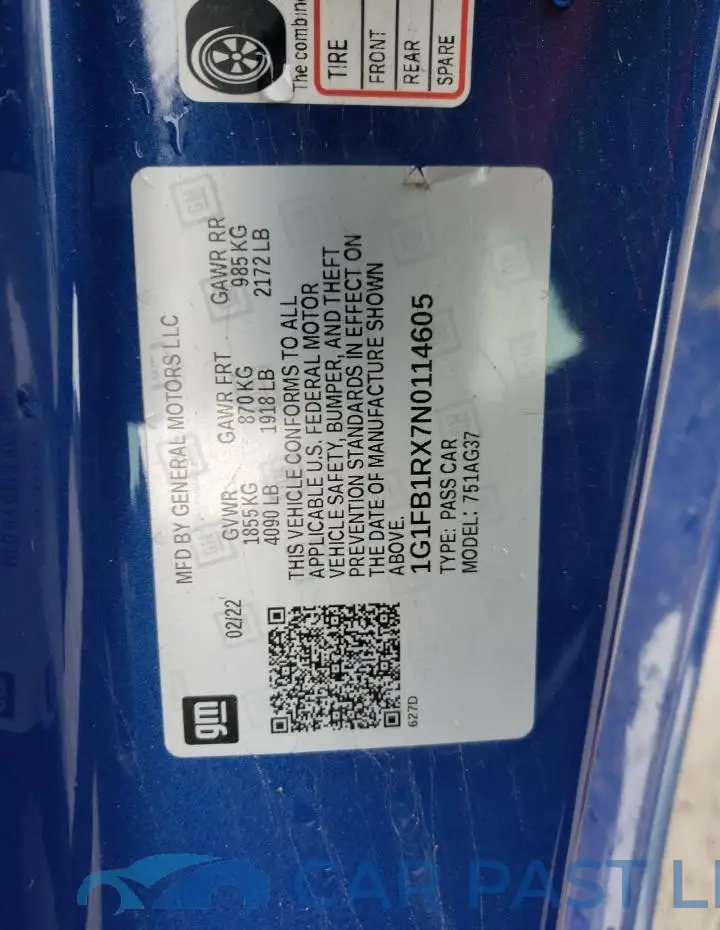 1G1FB1RX7N0114605# 12
